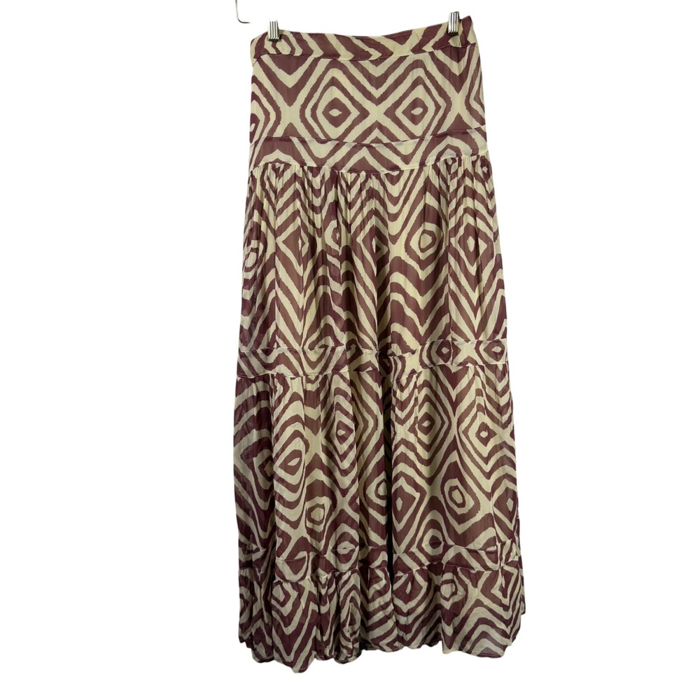 Soft Surroundings Tall Medium Maxi Skirt Boho Geometric Print Lined Flowy